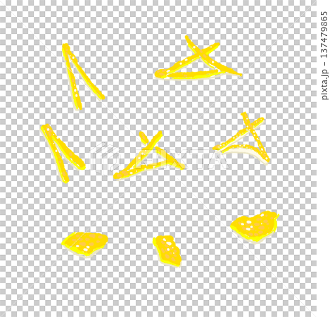 ゆずの皮（千切り・削り）の手描きイラストセット素材 137479865