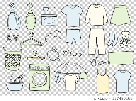 可愛的手繪洗衣套裝 可愛的手繪洗衣套裝 137480169