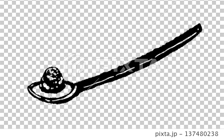 スプーンに乗った粉末唐辛子のシルエット スプーンに乗った粉末唐辛子のシルエット 137480238