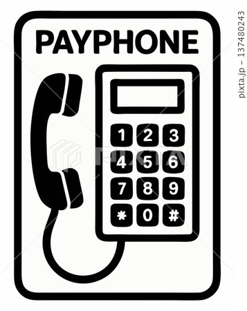 Classic Landline Phone Icon with Call Button, Black Silhouette Illustration 137480243