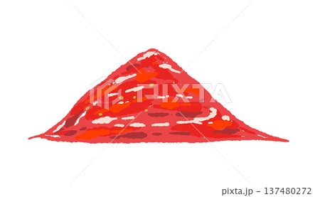 一味唐辛子(粉末の山)の手描きイラスト素材 一味唐辛子(粉末の山)の手描きイラスト素材 137480272