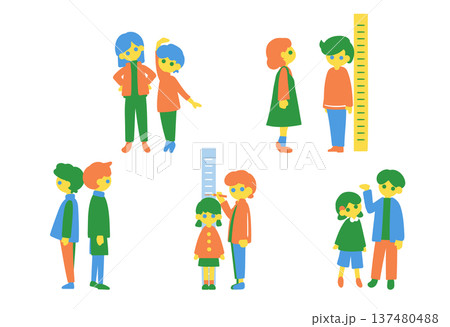 子どもたちの背比べセット 137480488