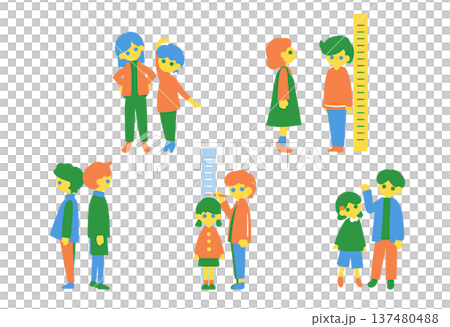 子どもたちの背比べセット 137480488