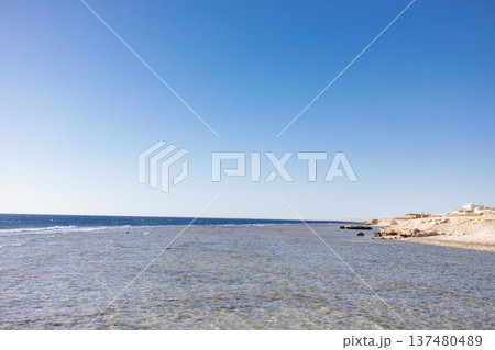 Azure Coast. Red Sea. Egypt. Beautiful tide on the coast. 137480489