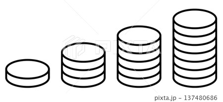 段々と積み上がるコインのシンプルなアイコン 137480686