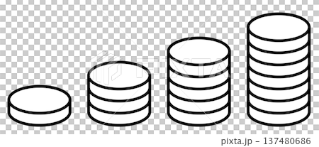 段々と積み上がるコインのシンプルなアイコン 137480686