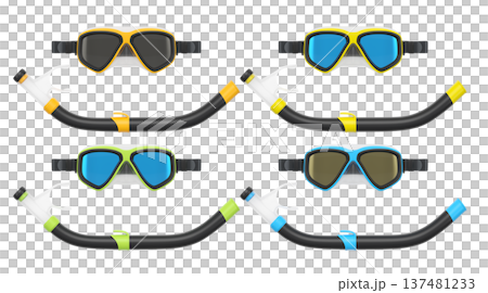 Set of diving mask and snorkel for snorkeling on white background. 137481233