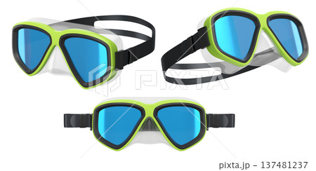Set of diving mask and snorkel for snorkeling on white background. 137481237