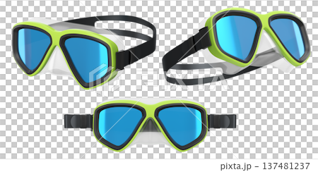 Set of diving mask and snorkel for snorkeling on white background. 137481237