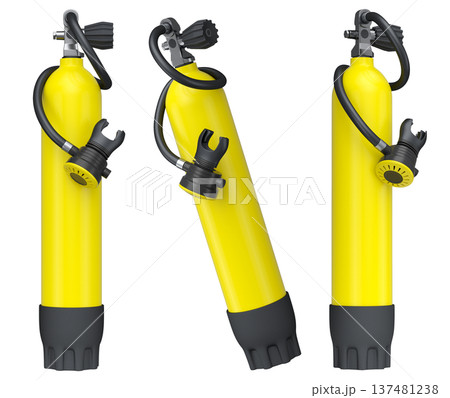Set of diving tank full oxygen for snorkeling on white background. 137481238
