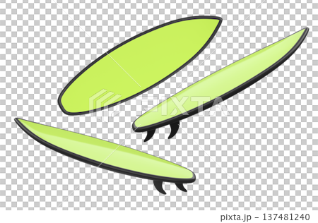 Set of surfboard for summer surfing on surf board on white background. Set of surfboard for summer surfing on surf board on white background. 137481240