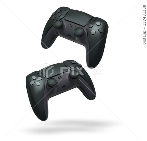 Wireless gaming controllers flying in air isolated on white background, symbolizing gaming technology concept Wireless gaming controllers flying in air isolated on white background, symbolizing gaming technology concept 137481339