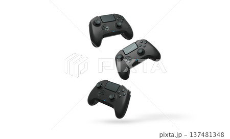 Wireless gaming controllers flying in air isolated on white background, symbolizing gaming technology concept Wireless gaming controllers flying in air isolated on white background, symbolizing gaming technology concept 137481348
