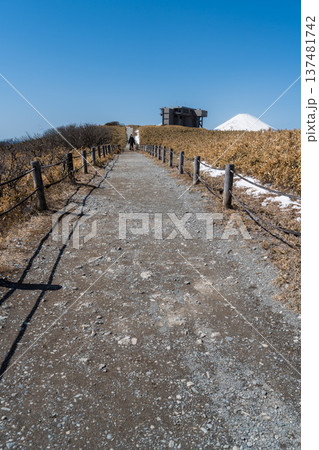 残雪の登山道と富士山の絶景：箱根パワースポット巡り 137481742