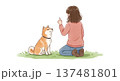 犬に芸を教える女性 137481801