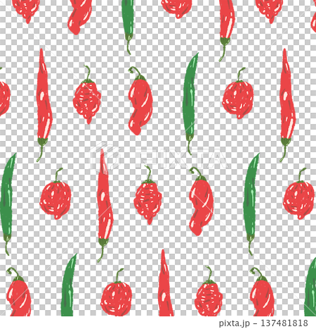 辣椒無縫圖案背景插圖（混合變體） 137481818