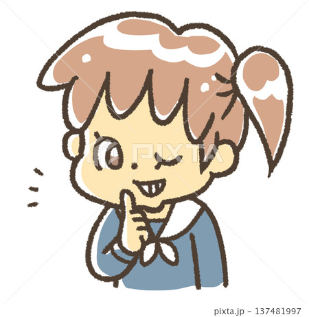 内緒のポーズをするセーラー服の少女 137481997