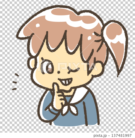 内緒のポーズをするセーラー服の少女 137481997