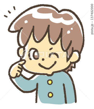 自分を指さす学ランの少年 137482000