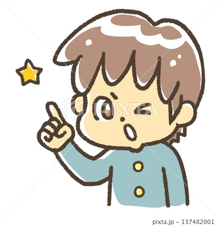 1の指をしている学ランの少年 137482001