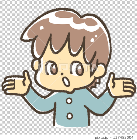 A boy in a school uniform with his arms outstretched 137482004