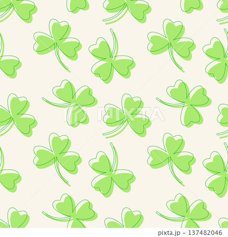 St Patricks Day pattern. Shamrock or green clover leaf design background. Symbol of good luck.  137482046