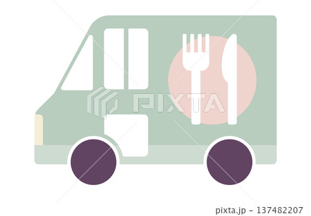 優しい色のフードデリバリートラック 137482207