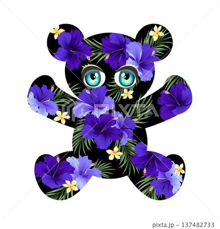 トロピカルで可愛いクマのイラスト素材, 137482733