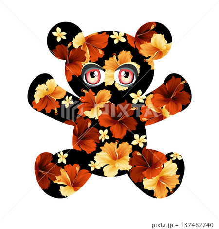トロピカルで可愛いクマのイラスト素材, 137482740