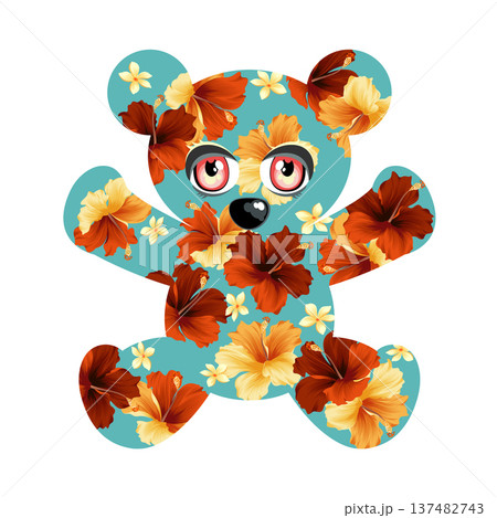 トロピカルで可愛いクマのイラスト素材, トロピカルで可愛いクマのイラスト素材, 137482743
