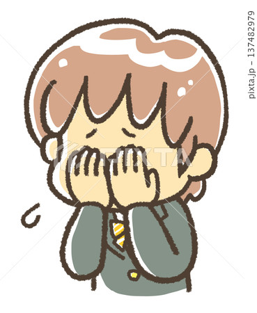 両手で顔を覆って泣いているブレザーの少女 両手で顔を覆って泣いているブレザーの少女 137482979