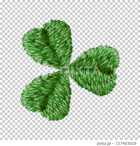 [Three-leaf clover] Hand-embroidered illustration material 137483028