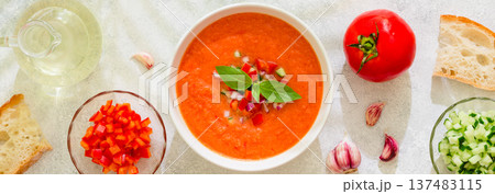 Gazpacho soup. Traditional spanish cold tomato soup. Gazpacho soup. Traditional spanish cold tomato soup. 137483115