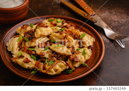 Dumplings, filled with mashed potatoes. Dumplings, filled with mashed potatoes. 137483249