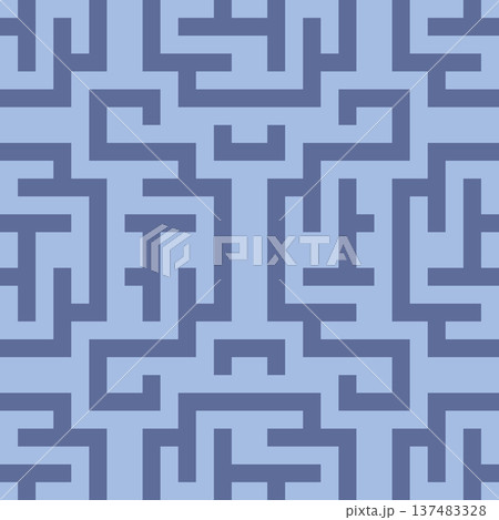 Seamless Geometric Labyrinth Pattern with Interlocking Lines. Blue Vector Background Seamless Pattern for Textile Print, Fabric, Wallpaper, Wrapping Paper and Surface Design Seamless Geometric Labyrinth Pattern with Interlocking Lines. Blue Vector Background Seamless Pattern for Textile Print, Fabric, Wallpaper, Wrapping Paper and Surface Design 137483328