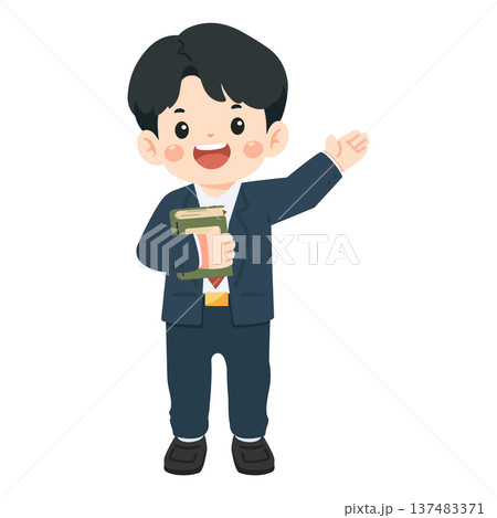 Illustration Of A Man Holding A Book 137483371