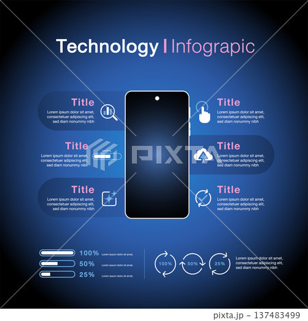 Technology Infographic with Smartphone Interface and Data Visualization 137483499