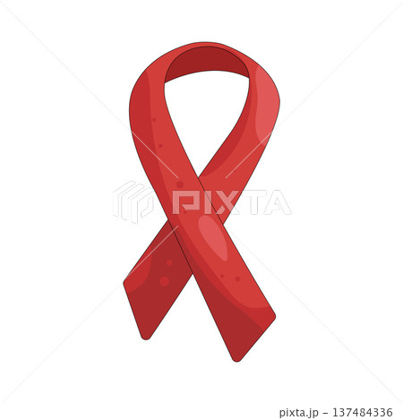Illustration of red awareness ribbon 137484336