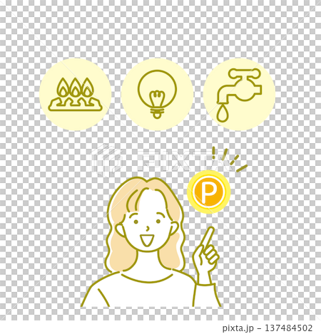 家庭主婦講解水費和電費帳單要點的插圖 137484502