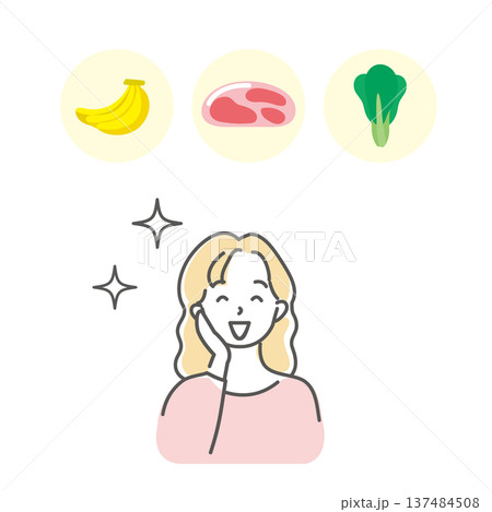 食品について喜ぶ主婦のイラスト素材 食品について喜ぶ主婦のイラスト素材 137484508