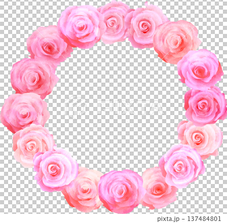 Pink rose round frame 137484801