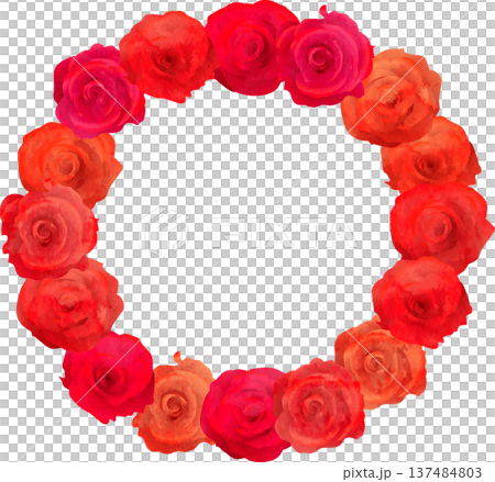 Round frame of red roses 137484803