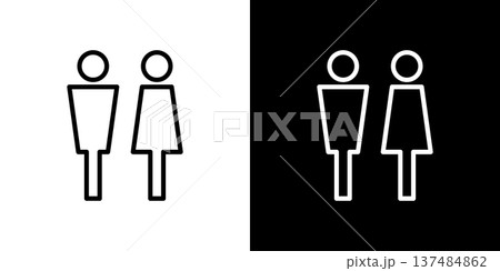 四角いモノクロのトイレ線アイコン 137484862