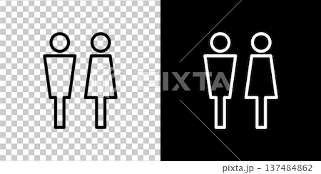 四角いモノクロのトイレ線アイコン 137484862