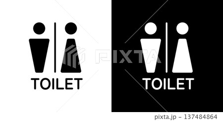 トイレ・お手洗い・男子・女子・シンプルで抽象的なモノクロアイコン 137484864