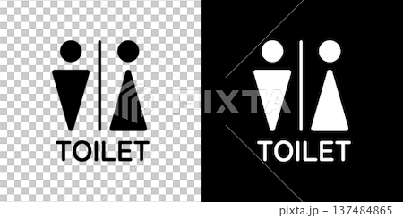 トイレ・お手洗い・男子・女子・シンプルな三角形モノクロアイコン 137484865