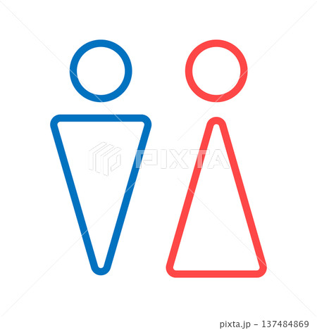 トイレ・お手洗い・男子・女子・シンプルな三角カラー線画アイコン 137484869