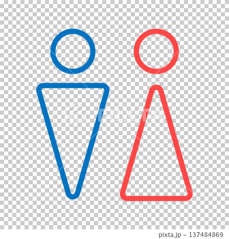 トイレ・お手洗い・男子・女子・シンプルな三角カラー線画アイコン 137484869