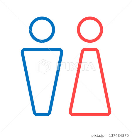 トイレ・お手洗い・男子・女子・シンプルモダンカラー線画アイコン 137484870