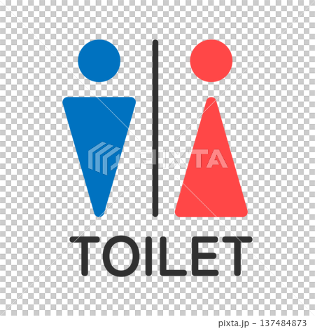 トイレ・お手洗い・男子・女子・三角シンプルカラーアイコン 137484873